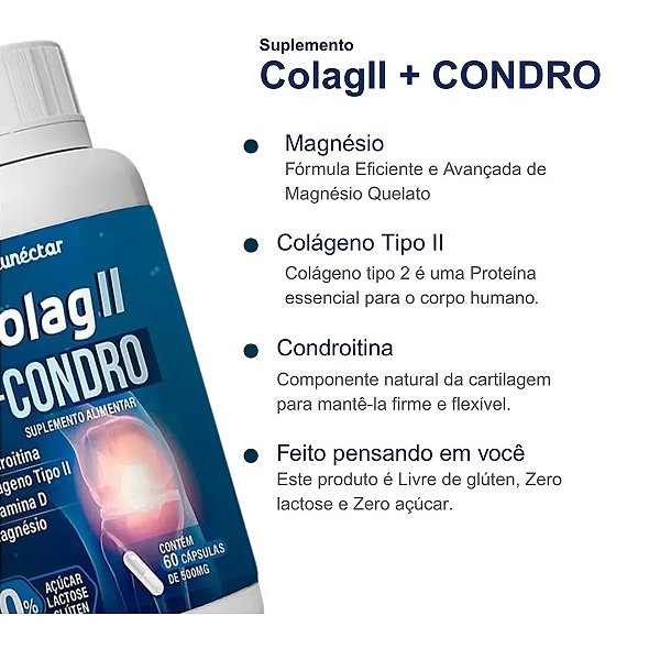 Suplemento Alimentar Colag II +Condro Natunéctar 60 Cápsulas