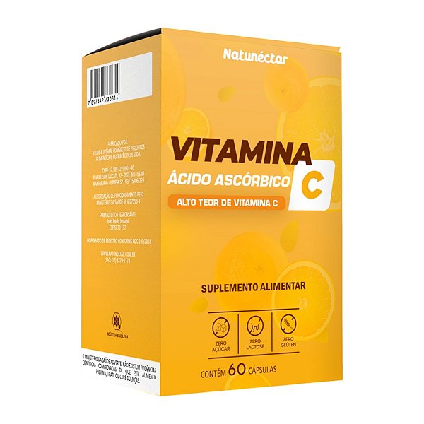 Suplemento Alimentar Vitamina C Ácido Ascórbico Natunéctar 60 Cápsulas
