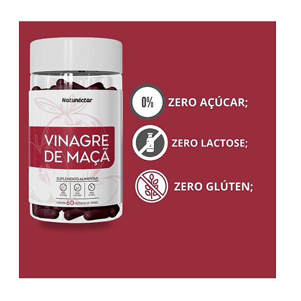 Suplemento Alimentar Vinagre de Maçã Natunéctar 60 Cápsulas