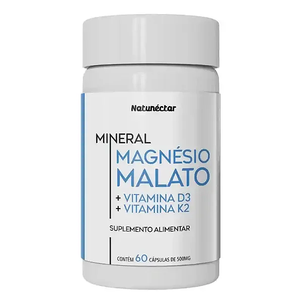 Suplemento Alimentar Magnésio Malato Vitamina D3 + Vitamina K2 Natunéctar 60 Cápsulas