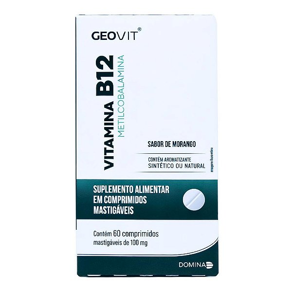Suplemento Alimentar Vitamina D+k2 MK-7+B12 Sabor Morango Geovit 60 Comprimidos Mastigáveis