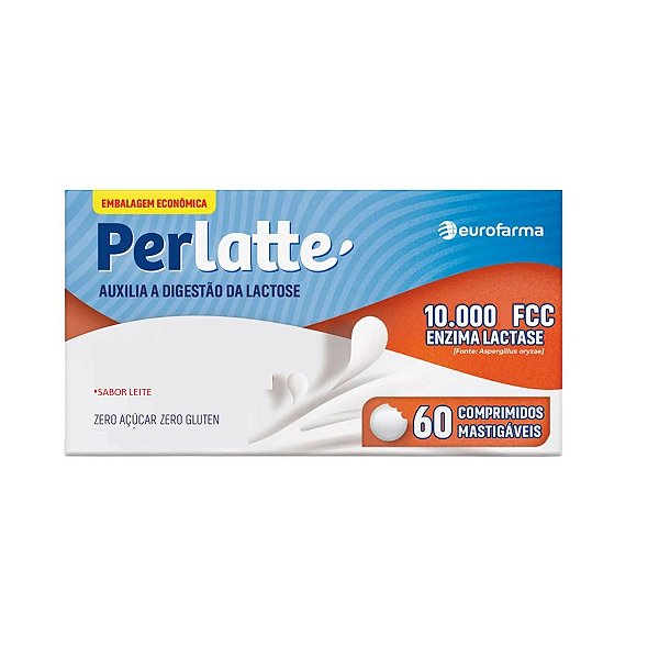 Suplemento Alimentar Perlatte 10.000 U.FCC Sabor Leite Eurofarma 60 Comprimidos Mastigáveis