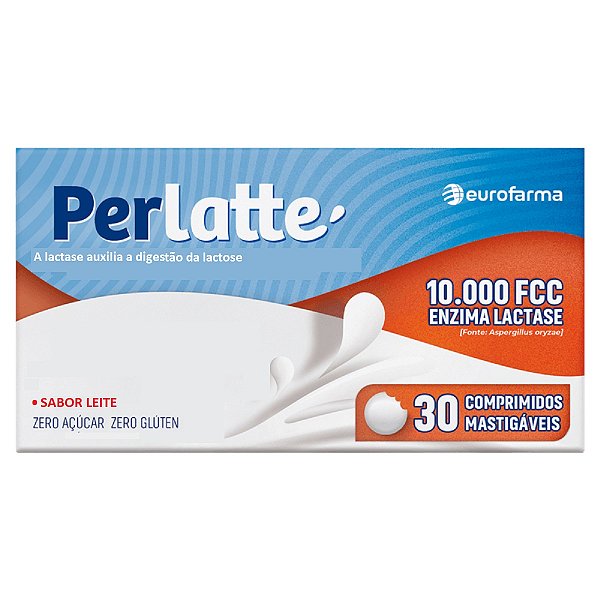 Suplemento Alimentar Perlatte 10.000 U.FCC Sabor Leite Eurofarma 30 Comprimidos Mastigáveis