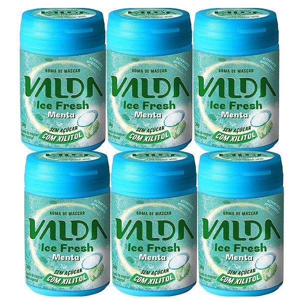 Valda Ice Fresh Sabor Menta Gomas De Mascar Caixa Com 6 Potes De 36g Cada
