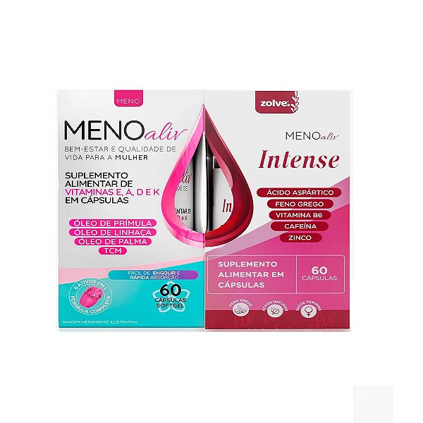 Kit Suplemento Alimentar Meno Aliv e Meno Aliv Intense Com 2 Unidades De 60 Cápsulas Cada