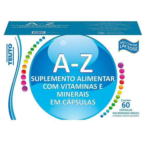 Suplemento Alimentar Polivitamínico e Polimineral De  A a Z Teuto 60 Cápsulas Gelatinosas Moles