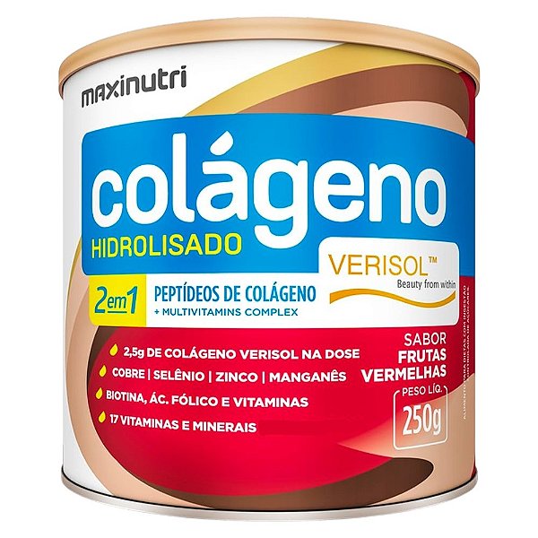 Colágeno Hidrolisado Maxinutri 2 em1 Sabor Frutas Vermelhas 250g