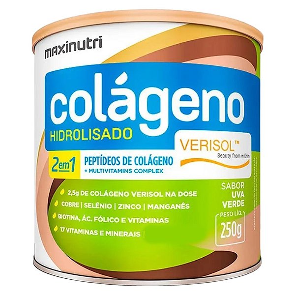Suplemento Alimentar Colágeno Hidrolisado Maxinutri 2 em1 Sabor Uva Verde 250g