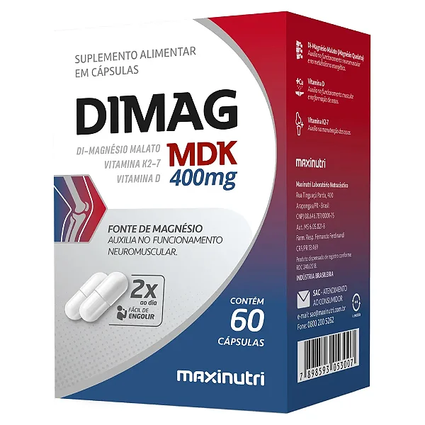 Suplemento Alimentar Dimag Mdk 400mg Maxinutri 60 Cápsulas