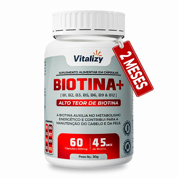 Biotina + Complexo B com 60 cápsulas Vitalizy