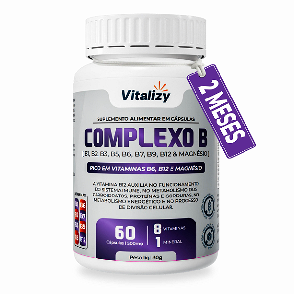 Complexo B + Magnésio com 60 cápsulas Vitalizy
