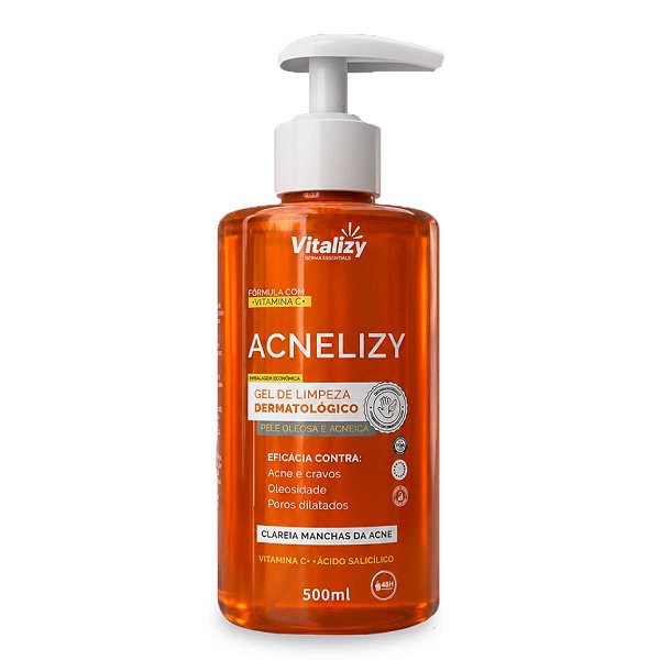 Gel de Limpeza Facial Dermatológico Acnelizy 500ml Vitalizy