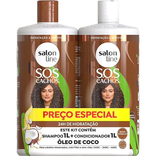 Shampoo + Condicionador Salon Line SOS Cachos Coco 1L