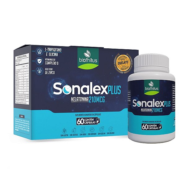 Suplemento Alimentar Sonalex Plus Melatonina 210mcg Biofhitus 60 Cápsulas