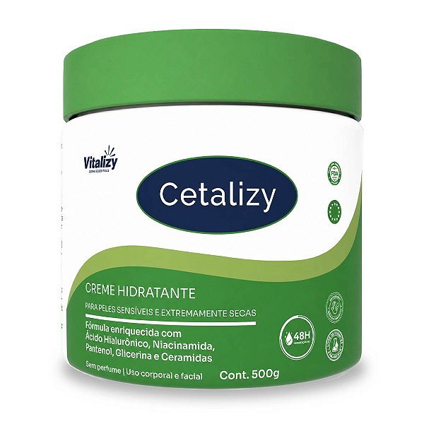 Cetalizy 500g Creme Hidratante Corporal e Facial-Para Peles Sensíveis e Extremamente Secas