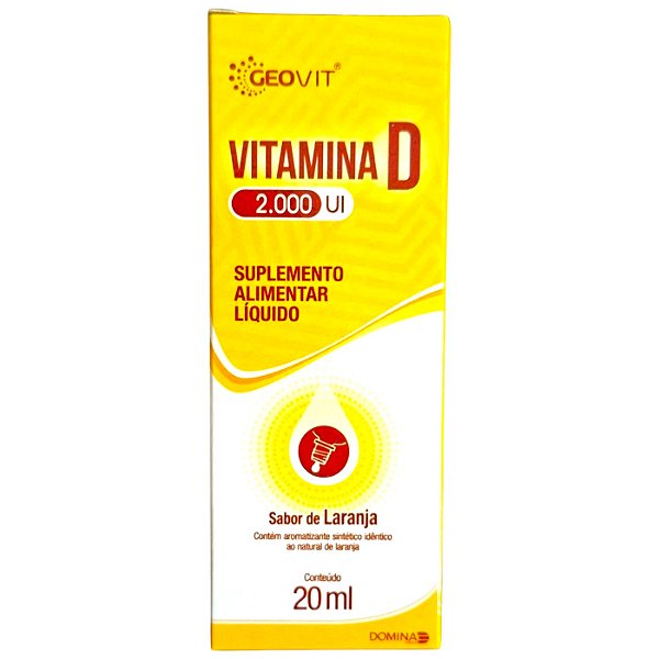 Suplemento Alimentar Vitamina D 2.000UI Sabor De Laranja Geovit 20ml