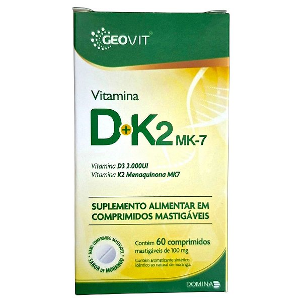 Suplemento Alimentar Vitamina D+K2 MK-7 Geovit 60 Comprimidos Mastigáveis