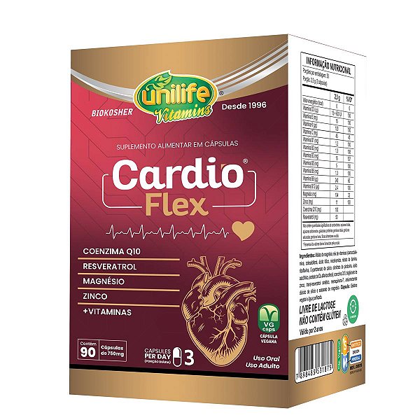 Suplemento Alimentar Cardio Flex Unilife 90 Cápsulas