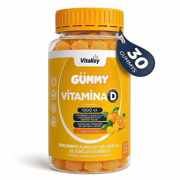 Gummy Vitamina D 1000UI Sabor Laranja 30 Gomas