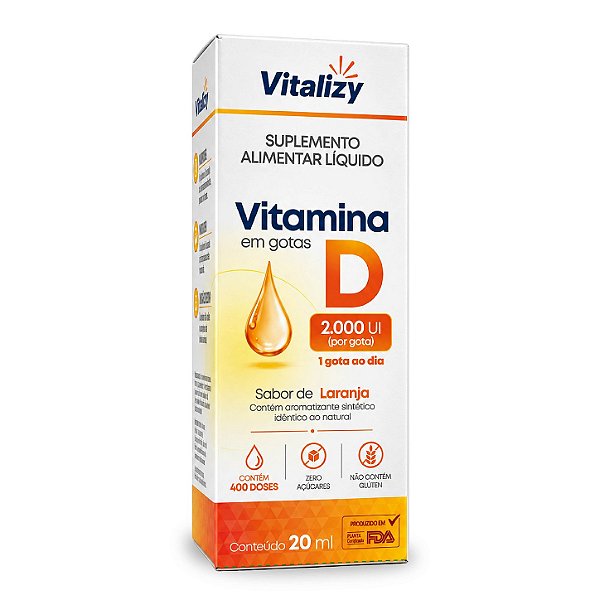 Vitamina D 2000UI Sabor De Laranja 20ml Vitalizy