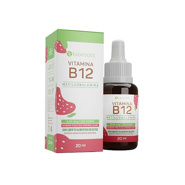 Suplemento Alimentar Vitamina B12 Metilcobalamina Bioroots Sabor Frutas Vermelhas Líquido Em Gotas 20ml