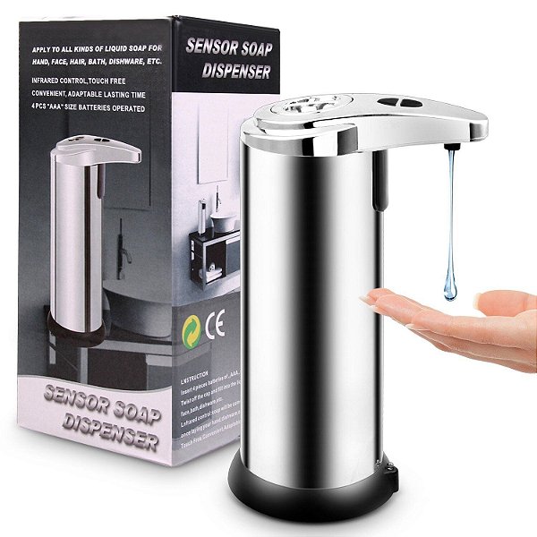 Dispenser automático inox por sensor álcool e sabão líquido