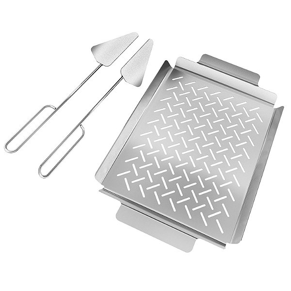 Grelha Cesta 3325 Inox com 2 Espátulas para Churrasco Grillex