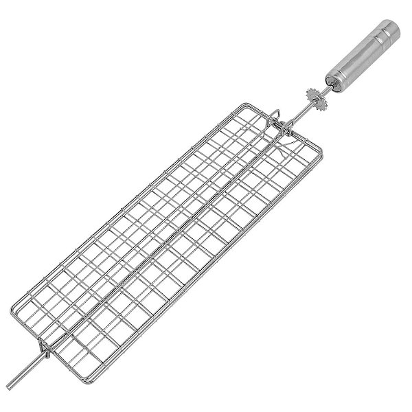 Espeto Grelha Plana Giratório Cromado 62cm Giragrill GPL 510 CA - Cabo Revestido em Alumínio