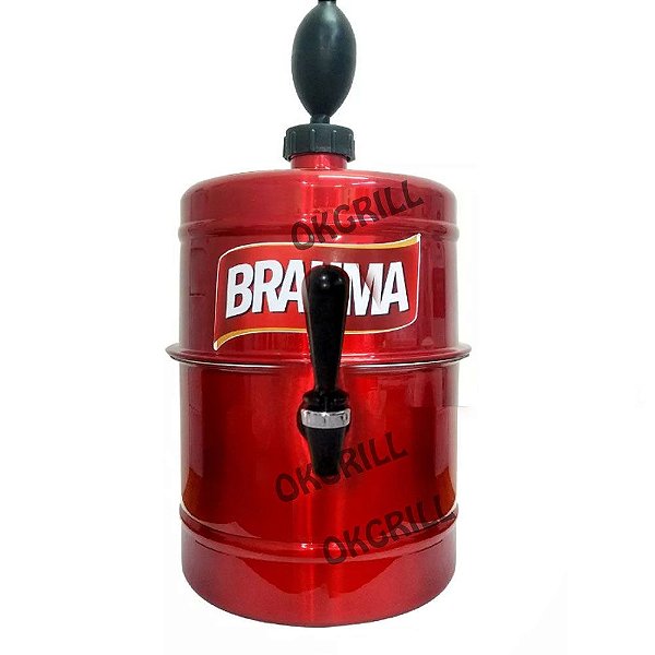 Chopeira Cervejeira Portátil em Almuínio - 5,1 Litros - a Gelo - cor Vermelha BRAHMA - Torneira Especial tipo Italiana