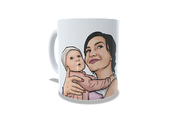 Caneca Cerâmica Branca - 2 caricaturas
