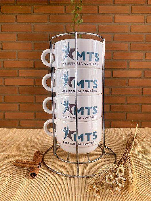 Torre 4 xícaras de 150ml com suporte - Personalizado