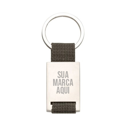 Chaveiro de Metal com Detalhe Colorido Cinza em Nylon - Laser