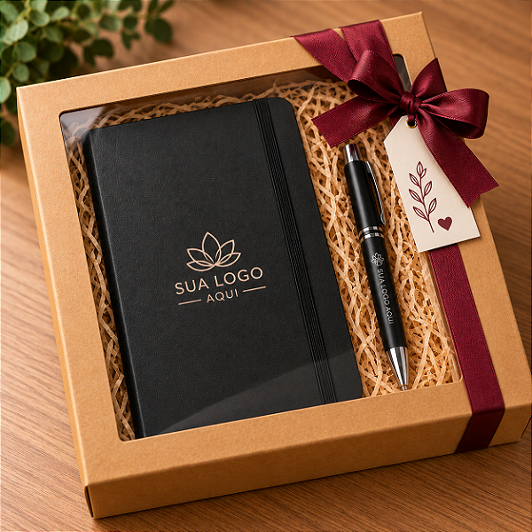 Kit Corporativo Ideias – Caderneta e Caneta Personalizadas