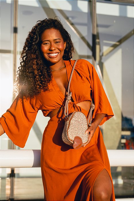 Bolsa shoulder Caju onça