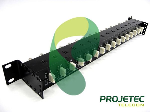 PAINEL BALUN 16 PORTAS C/ 16 MÓDULOS IDC TERM. BLOCO / COAXIAL 19"x1U DE ALTURA