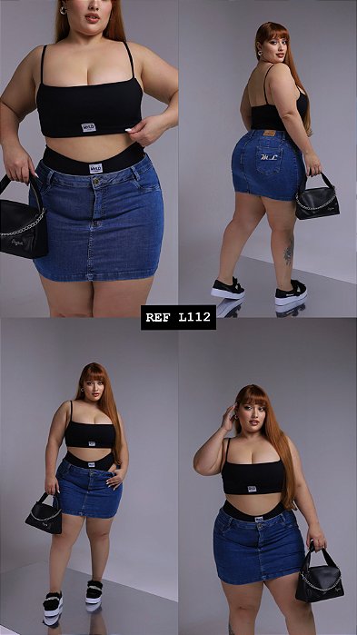 Saia jeans plus size