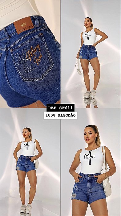 SHORT JEANS 100% BARRA DESFIADA