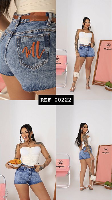 SHORT JEANS 100% COM CINTO