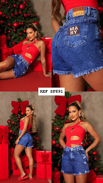 SHORT JEANS 100% ALGODÃO