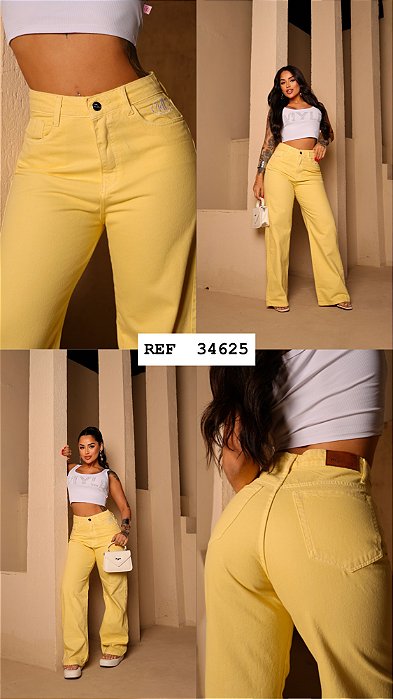 CALÇA JEANS WID LEGG AMARELO MANTEIGA