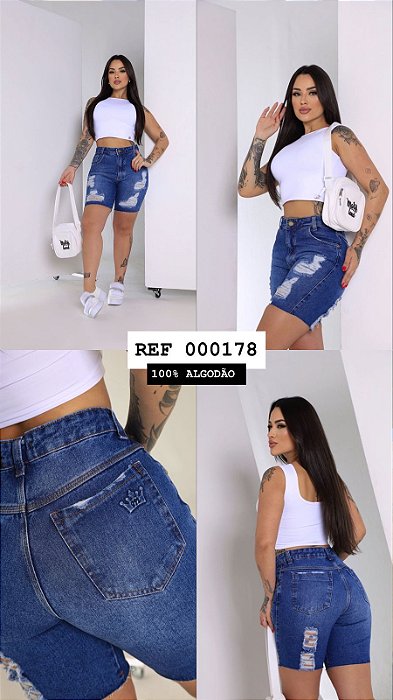 BERMUDA JEANS DESTROYD 100% GRADE QUEBRADA
