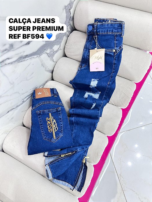 CALÇA JEANS PREMIUM ZÍPER GRADE QUEBRADA