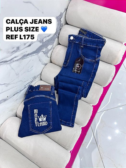 CALÇA JEANS PLUS SIZE COM LYCRA LISA