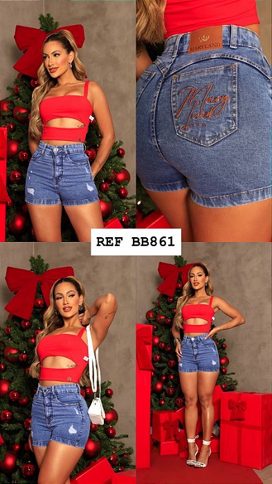 SHORT JEANS COM LYCRA GRADE QUEBRADA