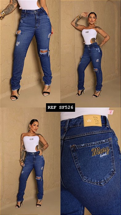 CALÇA MOM DESTROYD GRADE QUEBRADA