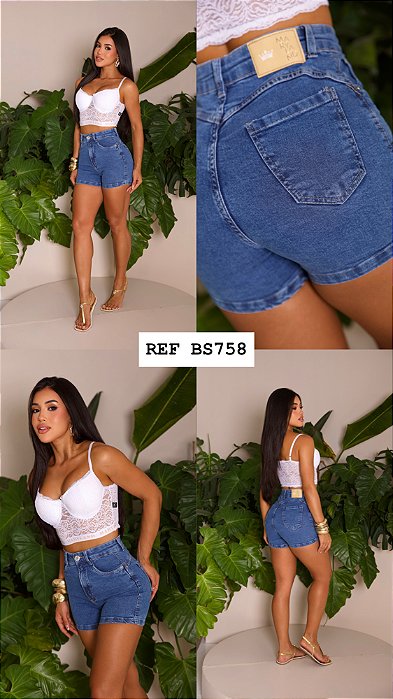 SHORT JEANS BRILHINHO NO TECIDO