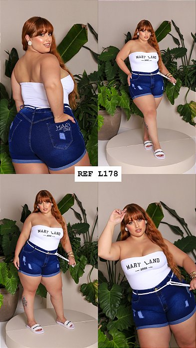 SHORT JEANS PLUS SIZE COM LYCRA