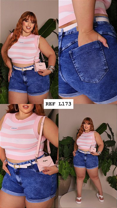 SHORT JEANS PLUS SIZE COM LYCRA