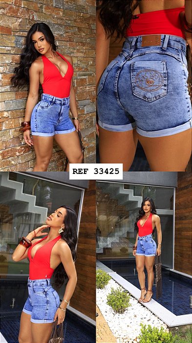 SHORT JEANS COM LYCRA GRADE QUEBRADA