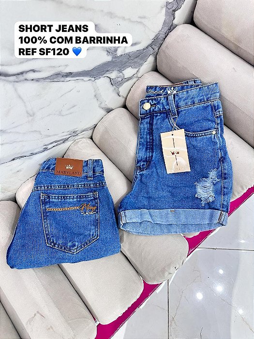 SHORT JEANS SLIM 100% ALGODÃO